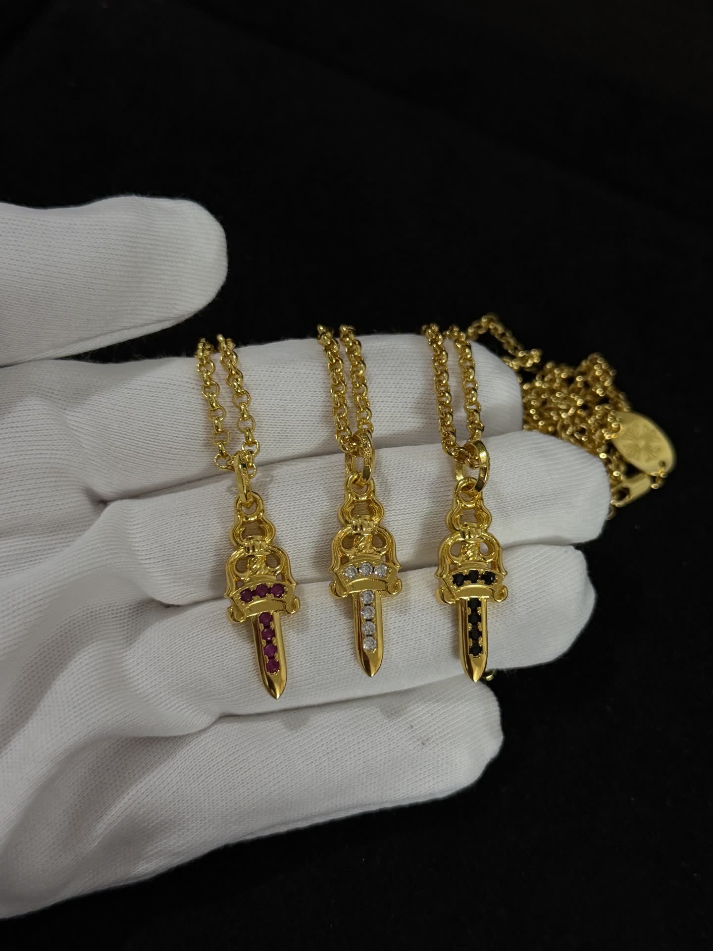 Chrome Hearts Gold Sword Pendant Necklace
